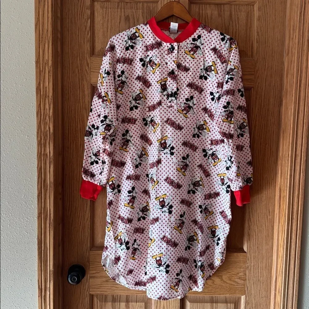 Mickey & Co. Disney Vintage 80s 90s Flannel Mickey Mouse Nightshirt - Picture 8 of 12